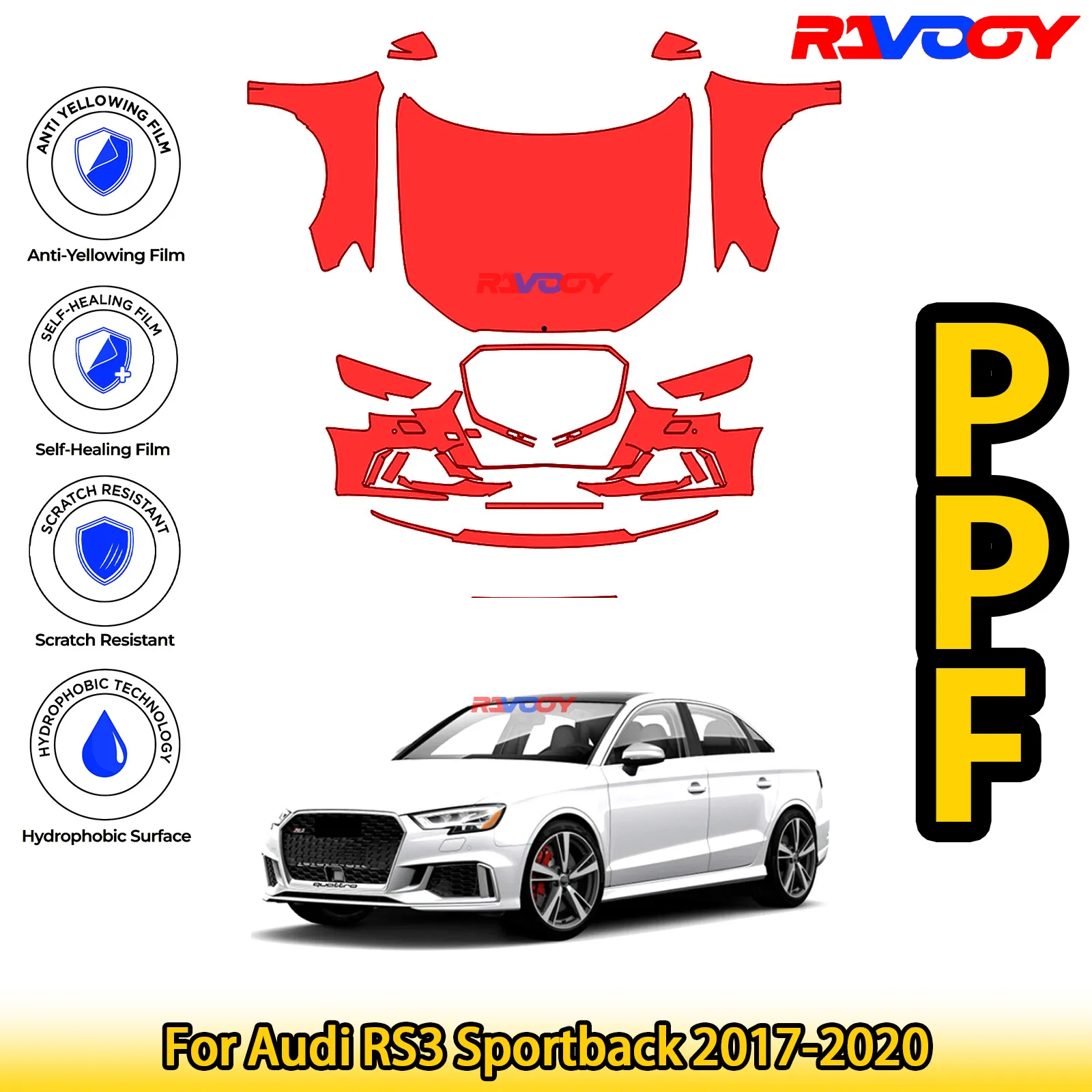 Для Audi RS3 Sportback 2017-2020 глянцевая матовая черная предварительно вырезанная передняя защитная пленка PPF для защиты от краски
Для Audi RS3 Sportback 2017-2020 глянцевая матовая черная предварительно вырезанная передняя защитная пленка PPF для защиты от краски