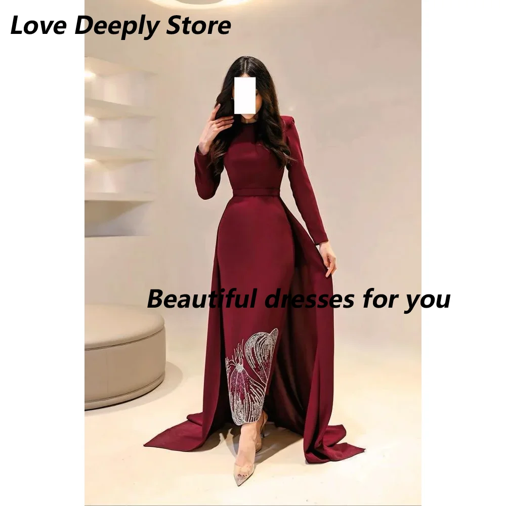Elegant Straight Evening Dresses for Women O-Neck Long Sleeves Ankle Length Prom Formal Wedding Guest Special Events Customized
Elegant Straight Evening Dresses for Women O-Neck Long Sleeves Ankle Length Prom Formal Wedding Guest Special Events Customized