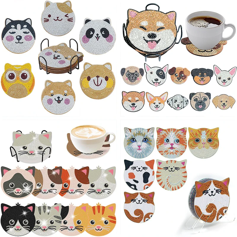 GATYZTORY 6-8pcs/Set DIY Cats Diamond Painting Coasters for Drinks Anti Slip Wood Coasters Mandala Diamond Painting Coaster
GATYZTORY 6-8pcs/Set DIY Cats Diamond Painting Coasters for Drinks Anti Slip Wood Coasters Mandala Diamond Painting Coaster 