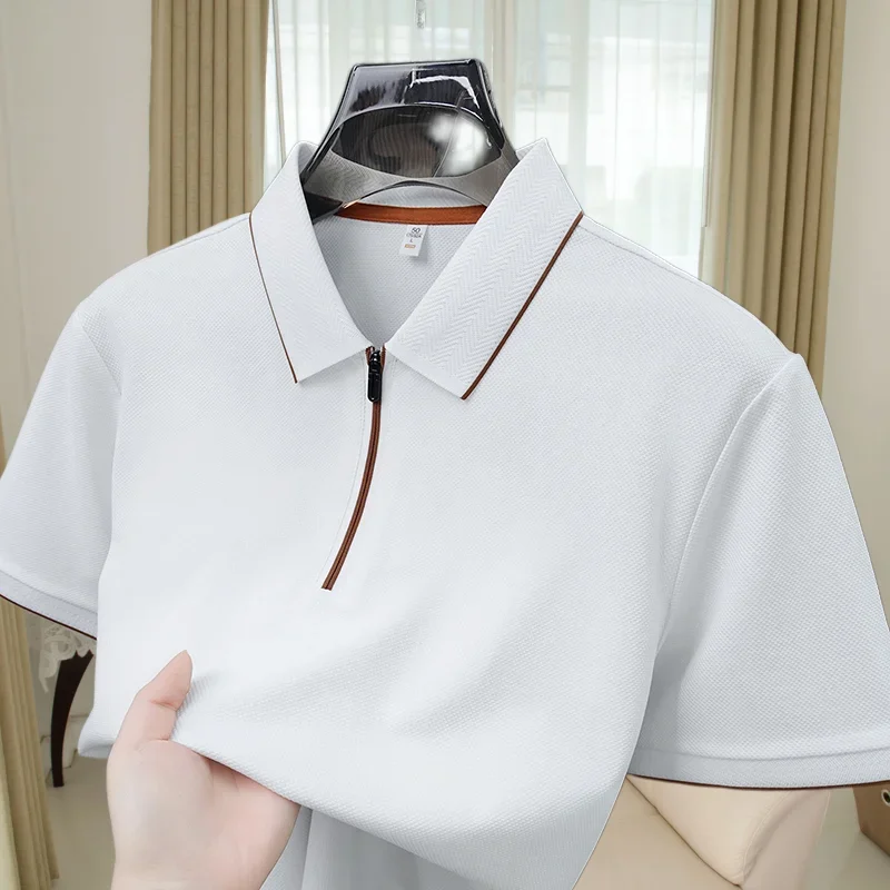Luxury High-end Men's Short Sleeve Polo Shirt Summer Fashion Casual Solid Color Half Zipper Lapel T-shirt Breathable Polo Shirts
Luxury High-end Men's Short Sleeve Polo Shirt Summer Fashion Casual Solid Color Half Zipper Lapel T-shirt Breathable Polo Shirts