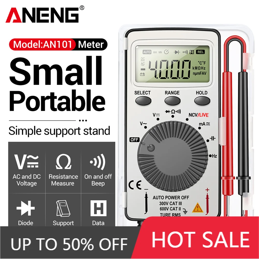 ANENG AN101 Multimeter Tester Professional Digital Portable AC/DC Voltage Tester Automotive Current Electrician Detector Tools
ANENG AN101 Multimeter Tester Professional Digital Portable AC/DC Voltage Tester Automotive Current Electrician Detector Tools