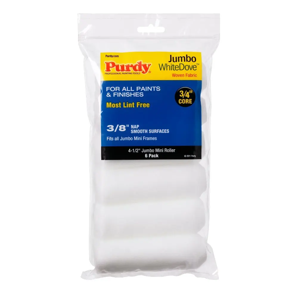 Paint Roller Covers 6-Pack 4-1/2 inch x 3/8 inch Nap for Latex and Oil-Based Paints with Lint-Free Finish
Paint Roller Covers 6-Pack 4-1/2 inch x 3/8 inch Nap for Latex and Oil-Based Paints with Lint-Free Finish
