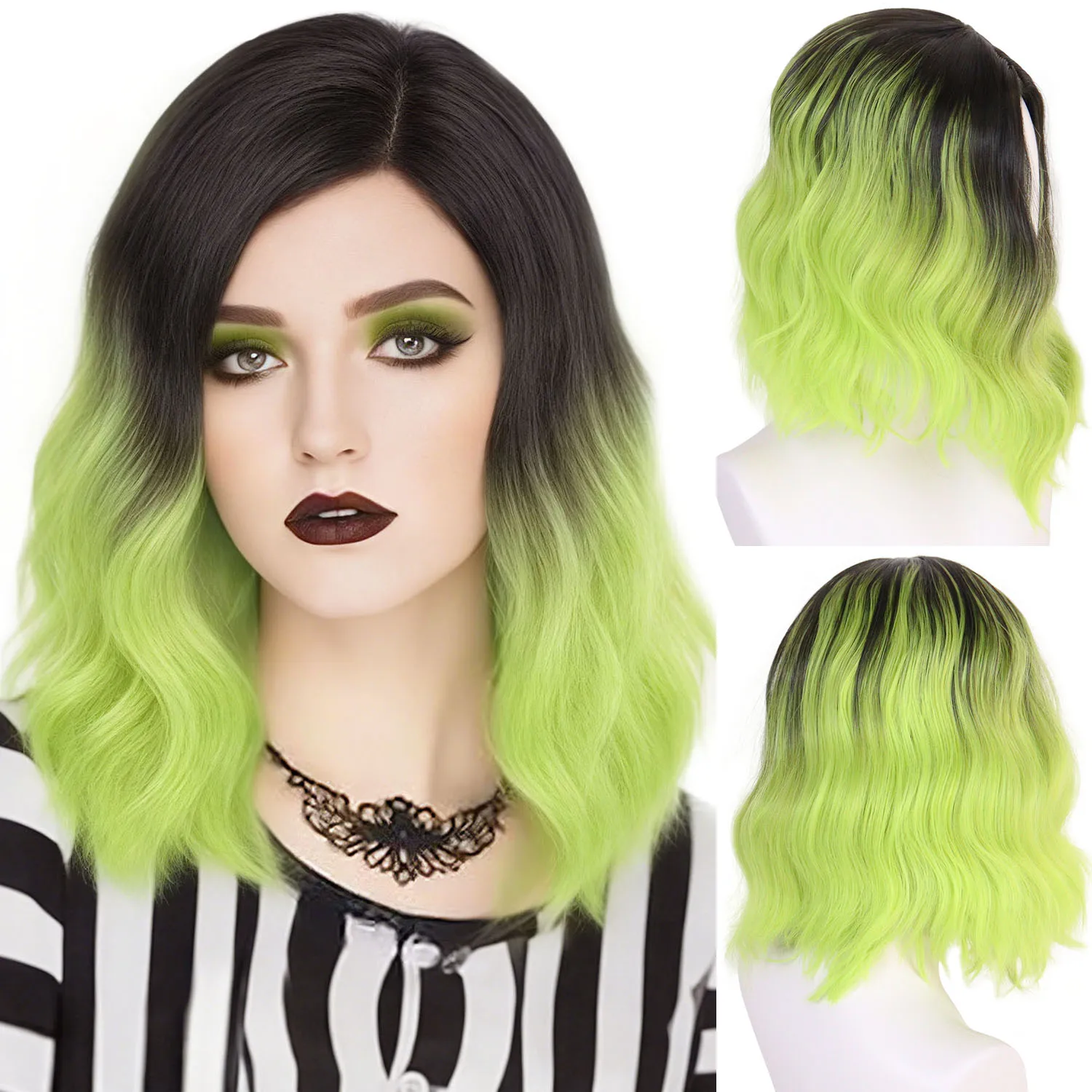 Women's Synthetic Heat Resistant Wigs for Halloween Costume Cosplay Daily Short Wavy Curly Bob Wig with Bangs Light Green Wig
Women's Synthetic Heat Resistant Wigs for Halloween Costume Cosplay Daily Short Wavy Curly Bob Wig with Bangs Light Green Wig