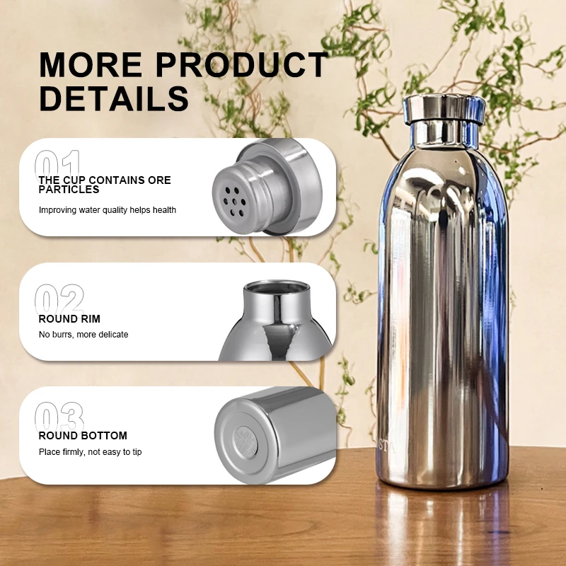 Stainless steel water cup 500ml large mouth single-layer wall drinking water bottle, weakly alkaline broken water cup
Stainless steel water cup 500ml large mouth single-layer wall drinking water bottle, weakly alkaline broken water cup
