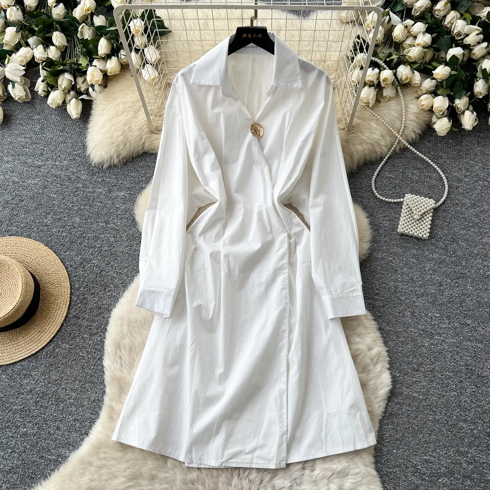 Mid Length Dress Women Dresses A Line Vestidos Y2k Streetwear Turn Down Collar Full Sleeve Tight Waist Elegant Party Night 2026
Mid Length Dress Women Dresses A Line Vestidos Y2k Streetwear Turn Down Collar Full Sleeve Tight Waist Elegant Party Night 2026