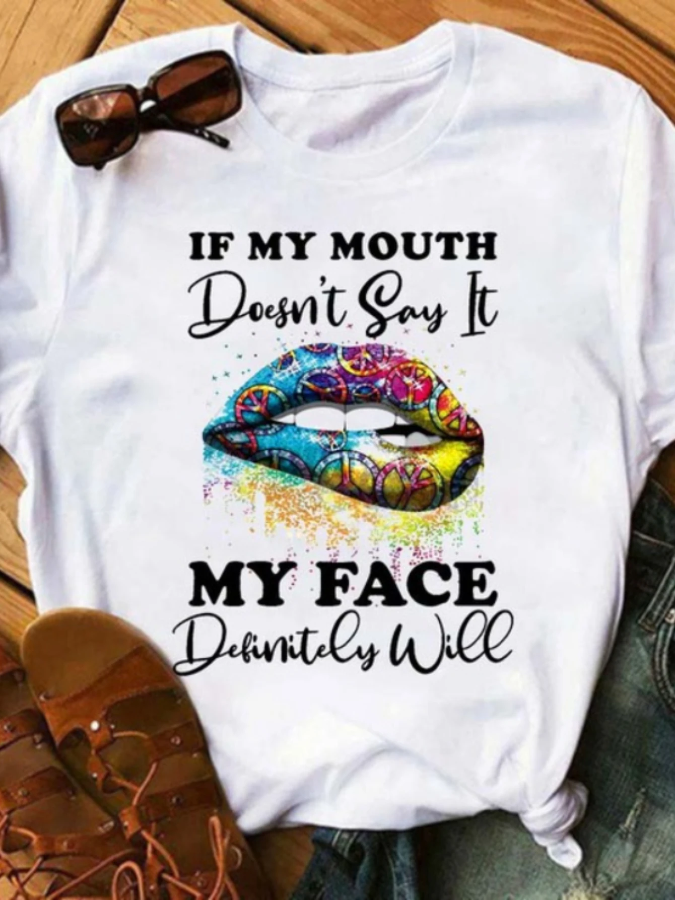 "If My Mouth..."" Women's Short Sleeve T-shirt - Solid Loose Fit, Comfortable Crew Neck - Active Wear for Women"
"If My Mouth..."" Women's Short Sleeve T-shirt - Solid Loose Fit, Comfortable Crew Neck - Active Wear for Women"