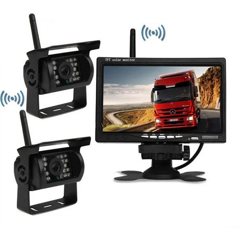 7 Inch Wireless Car Parking Monitor Kit - 2.4GHz Dual IR Night Vision Cameras 150° View 12V-24V for Truck/Trailer/Bus
7 Inch Wireless Car Parking Monitor Kit - 2.4GHz Dual IR Night Vision Cameras 150° View 12V-24V for Truck/Trailer/Bus
