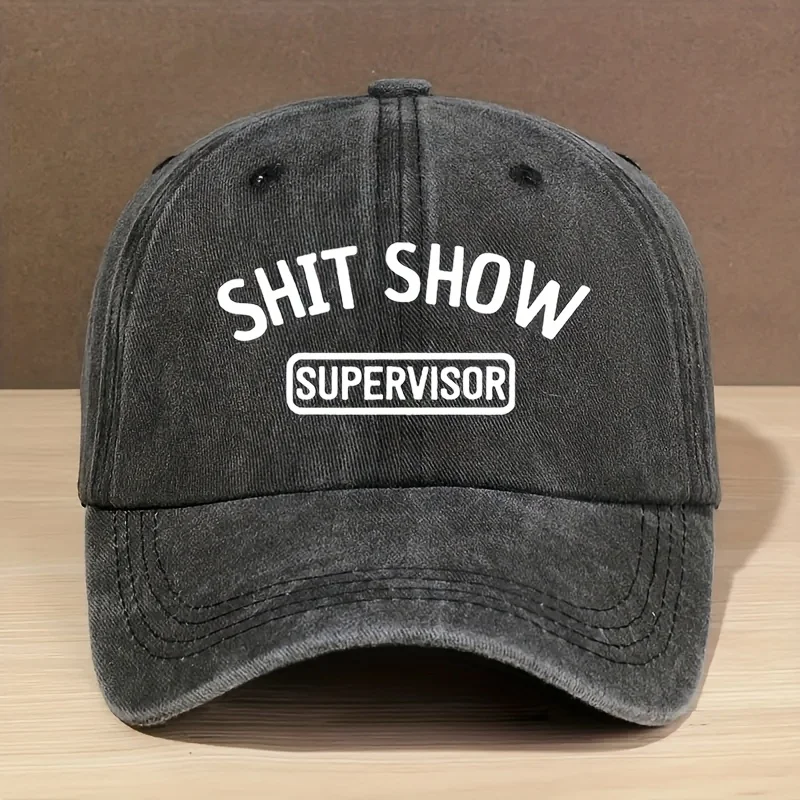 Vintage Style Baseball Cap, 100% Polyester Breathable Fabric, Adjustable Fashion Hat with "SHIT SHOW SUPERVISOR" Print for Daily
Vintage Style Baseball Cap, 100% Polyester Breathable Fabric, Adjustable Fashion Hat with "SHIT SHOW SUPERVISOR" Print for Daily