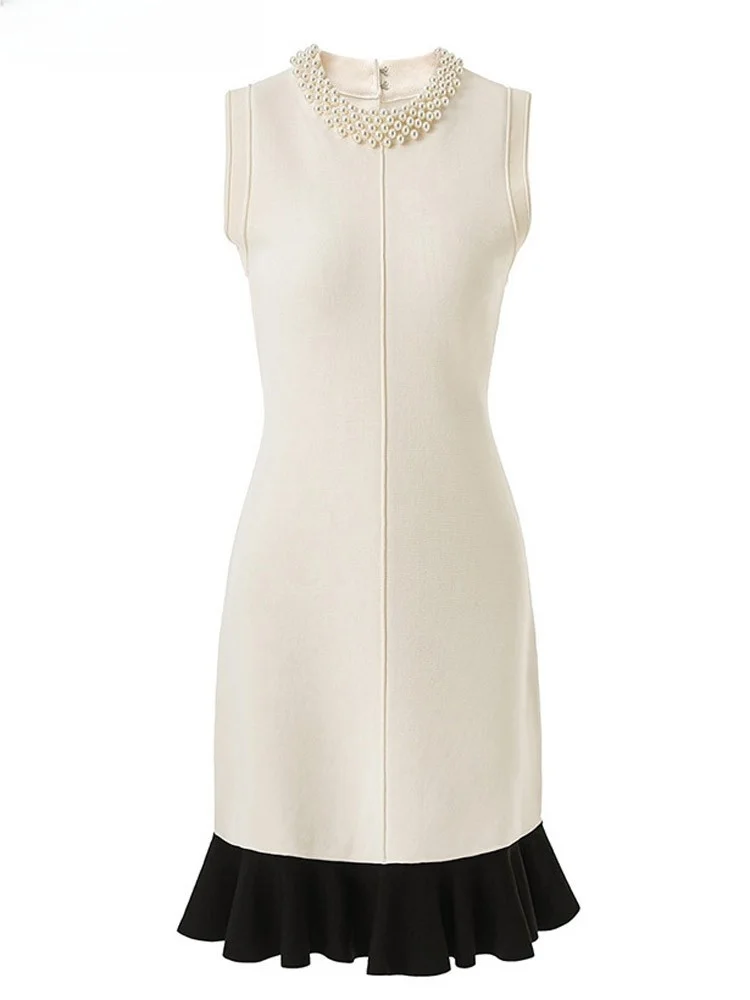 Spring Summer Pearl Embellished Knitted Slim Fit Sleeveless round Neck Dress City Commute Casual Date Wedding Ball Work Dress
Spring Summer Pearl Embellished Knitted Slim Fit Sleeveless round Neck Dress City Commute Casual Date Wedding Ball Work Dress
