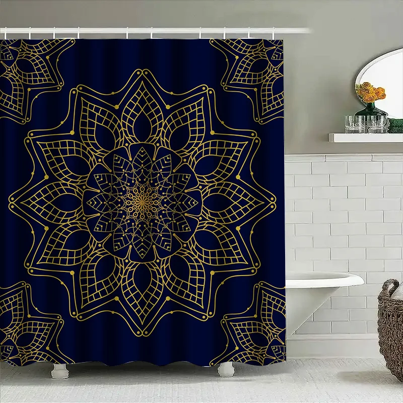 Gold Navy Blue Bath Curtain with Mandala Design Decorative Shower Curtain for Bathroom Polyester Fabric 72\ x 84\
Gold Navy Blue Bath Curtain with Mandala Design Decorative Shower Curtain for Bathroom Polyester Fabric 72\ x 84\