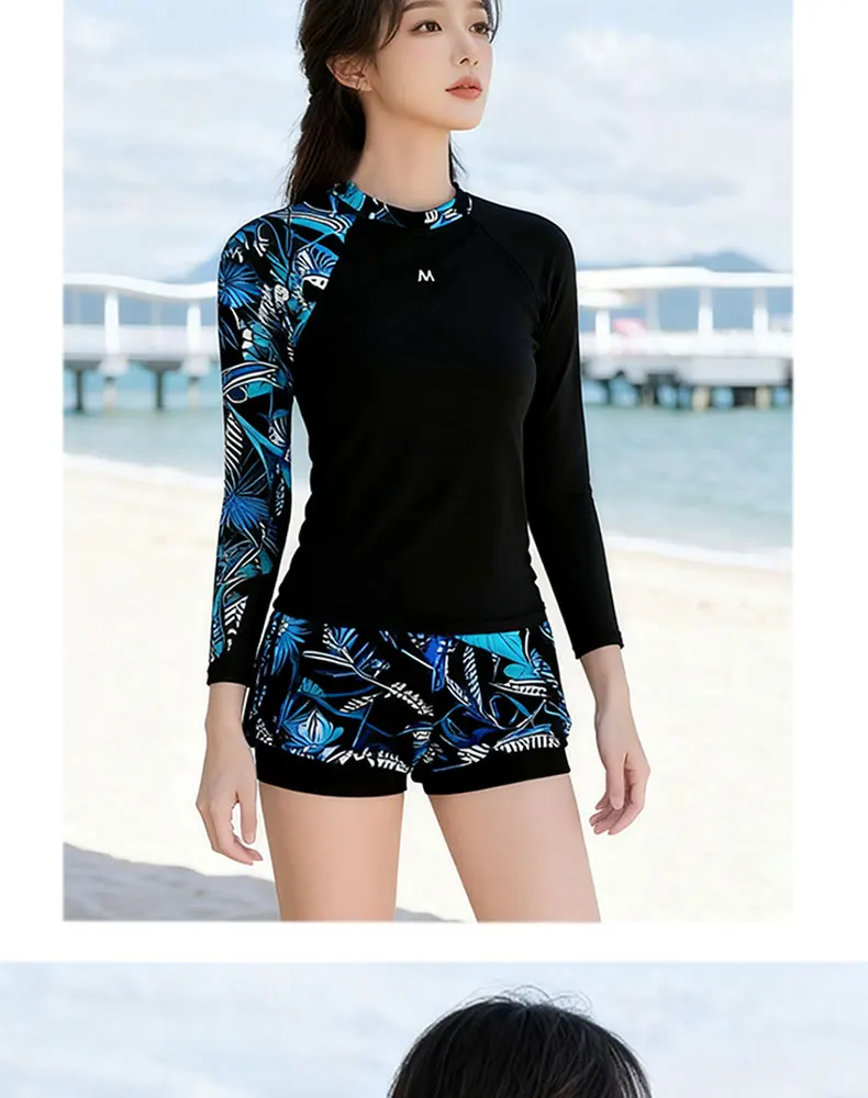 Traje de Baño de Dos Piezas para Mujer, Modelo 2026, Estampado, Manga Larga, Estilo Resort, para Vacaciones de Primavera, Mar... Traje de Baño de Dos Piezas para Mujer, Modelo 2026, Estampado, Manga Larga, Estilo Resort, para Vacaciones de Primavera, Mar...