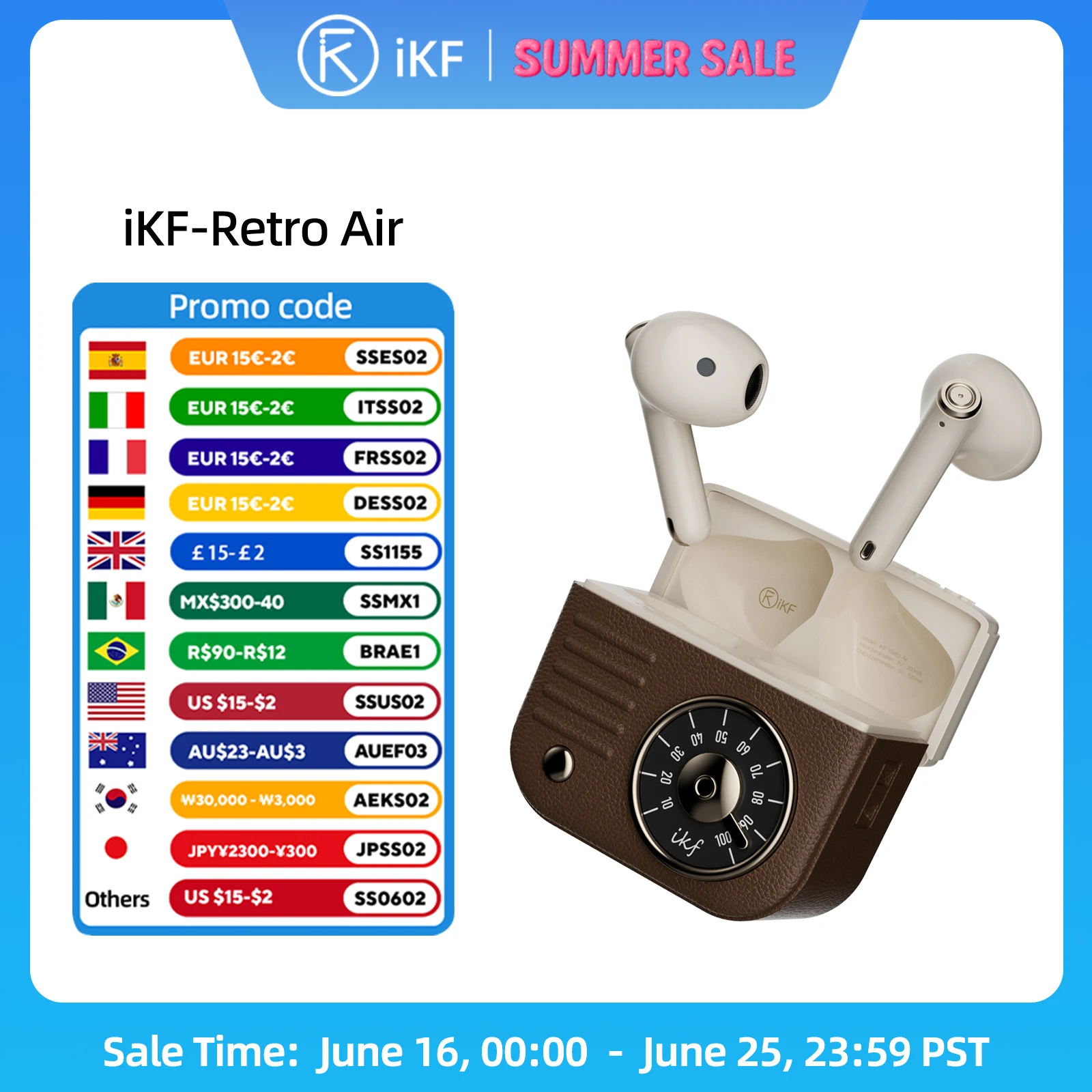 iKF-Retro Air Tws Wireless Headphones with 4 ENC Microphone 35ms Low Latency Game Headset Stereo 36h Playtime HiFi Music Earbuds
iKF-Retro Air Tws Wireless Headphones with 4 ENC Microphone 35ms Low Latency Game Headset Stereo 36h Playtime HiFi Music Earbuds