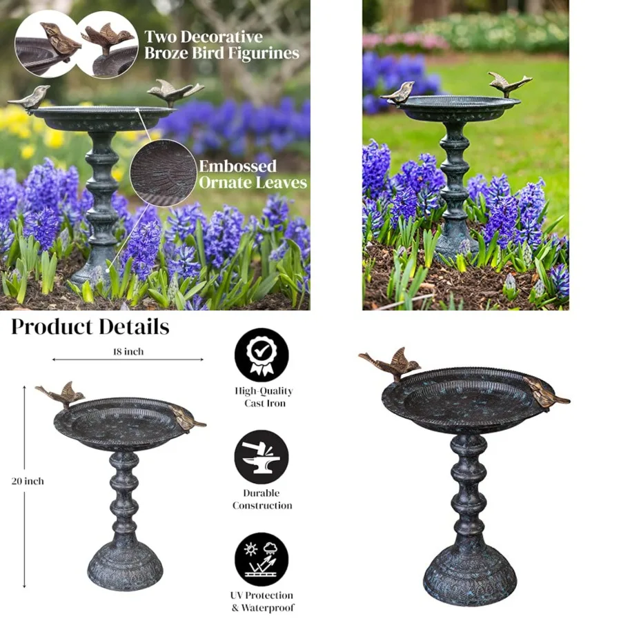 Evergreen Garden Hummingbird Bird Baths for Outdoors Heavy Duty Metal Bird Bath Bowl with Stand Ground Standing Bird Bath and F
Evergreen Garden Hummingbird Bird Baths for Outdoors Heavy Duty Metal Bird Bath Bowl with Stand Ground Standing Bird Bath and F