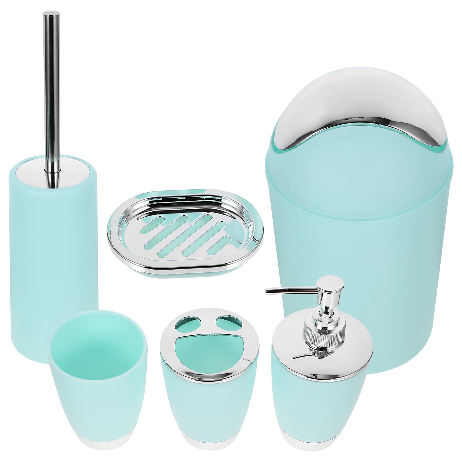 New Style 6pcs Plastic Bathroom Accessory Set Lotion Dispenser Toothbrush Holder Tumbler Cup Soap Dish Toilet Brush Trash Can (G
New Style 6pcs Plastic Bathroom Accessory Set Lotion Dispenser Toothbrush Holder Tumbler Cup Soap Dish Toilet Brush Trash Can (G