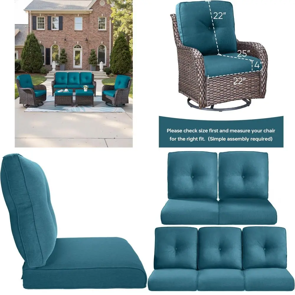 5-Piece Outdoor Patio Cushion Set - Water-Resistant for Rocking Swivel Chairs, Loveseat, and Sectional Sofa in Peacock Blue/Beig
5-Piece Outdoor Patio Cushion Set - Water-Resistant for Rocking Swivel Chairs, Loveseat, and Sectional Sofa in Peacock Blue/Beig