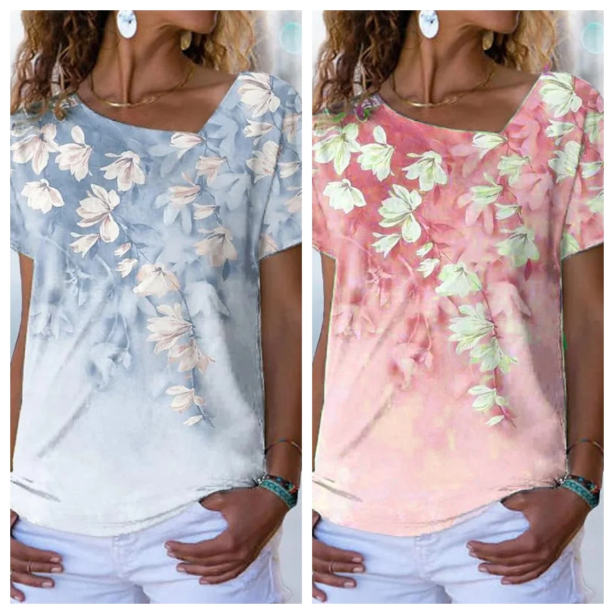 Женская футболка с коротким рукавом и цветочным принтом
Женская футболка с коротким рукавом и цветочным принтом