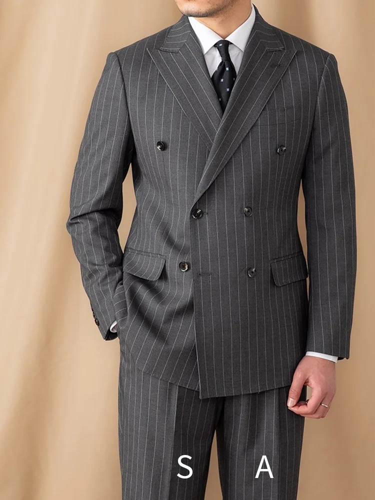 Mr. Deer Three Retro British Stripe Double Breasted Suit Jacket And Pants Slim Fit Fashionable Men's Tuxedo for Party
Mr. Deer Three Retro British Stripe Double Breasted Suit Jacket And Pants Slim Fit Fashionable Men's Tuxedo for Party