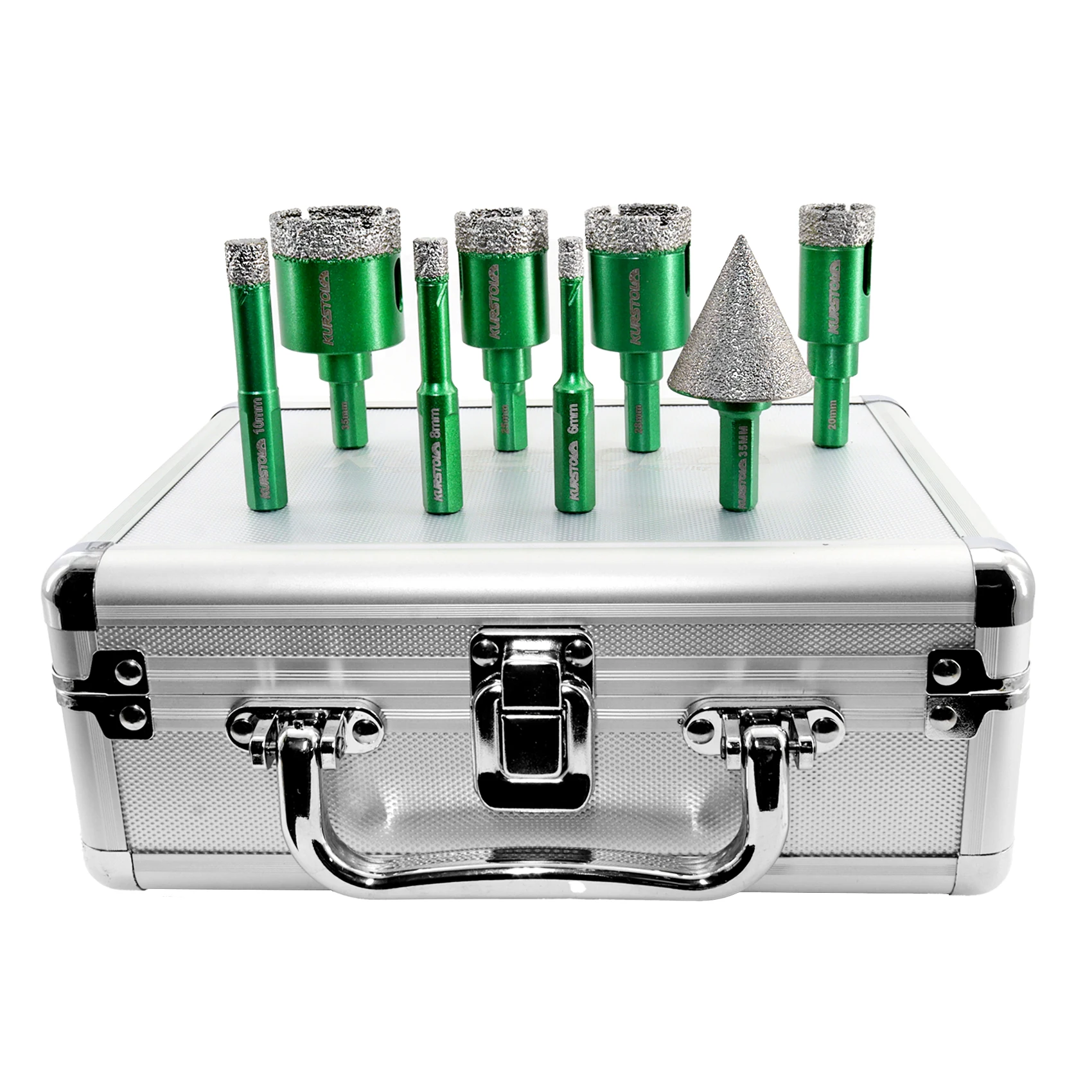 KURSTOL Diamond Core Drill Bits Chamfer Bit 8pcs/set Dia 6-35mm Ceramic Tile Porcelain Triangle Shank Aluminum Box Hole Cup Saw
KURSTOL Diamond Core Drill Bits Chamfer Bit 8pcs/set Dia 6-35mm Ceramic Tile Porcelain Triangle Shank Aluminum Box Hole Cup Saw