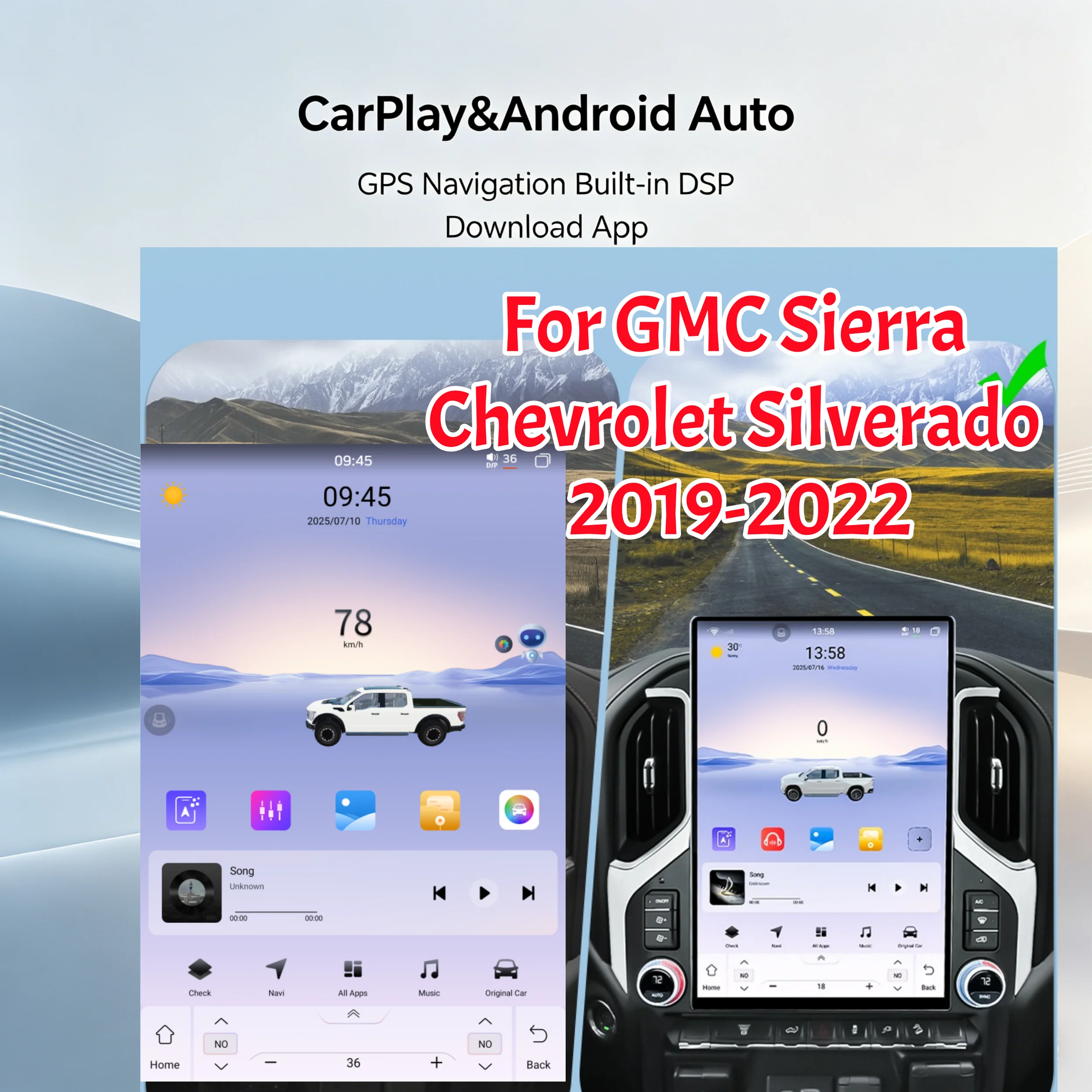 15.6" Touch Screen For Chevroler Silverado GMC Sierra 2019-2022 Car Multimedia Player Radio Navigation Android 13 Auto Head Unit
15.6" Touch Screen For Chevroler Silverado GMC Sierra 2019-2022 Car Multimedia Player Radio Navigation Android 13 Auto Head Unit