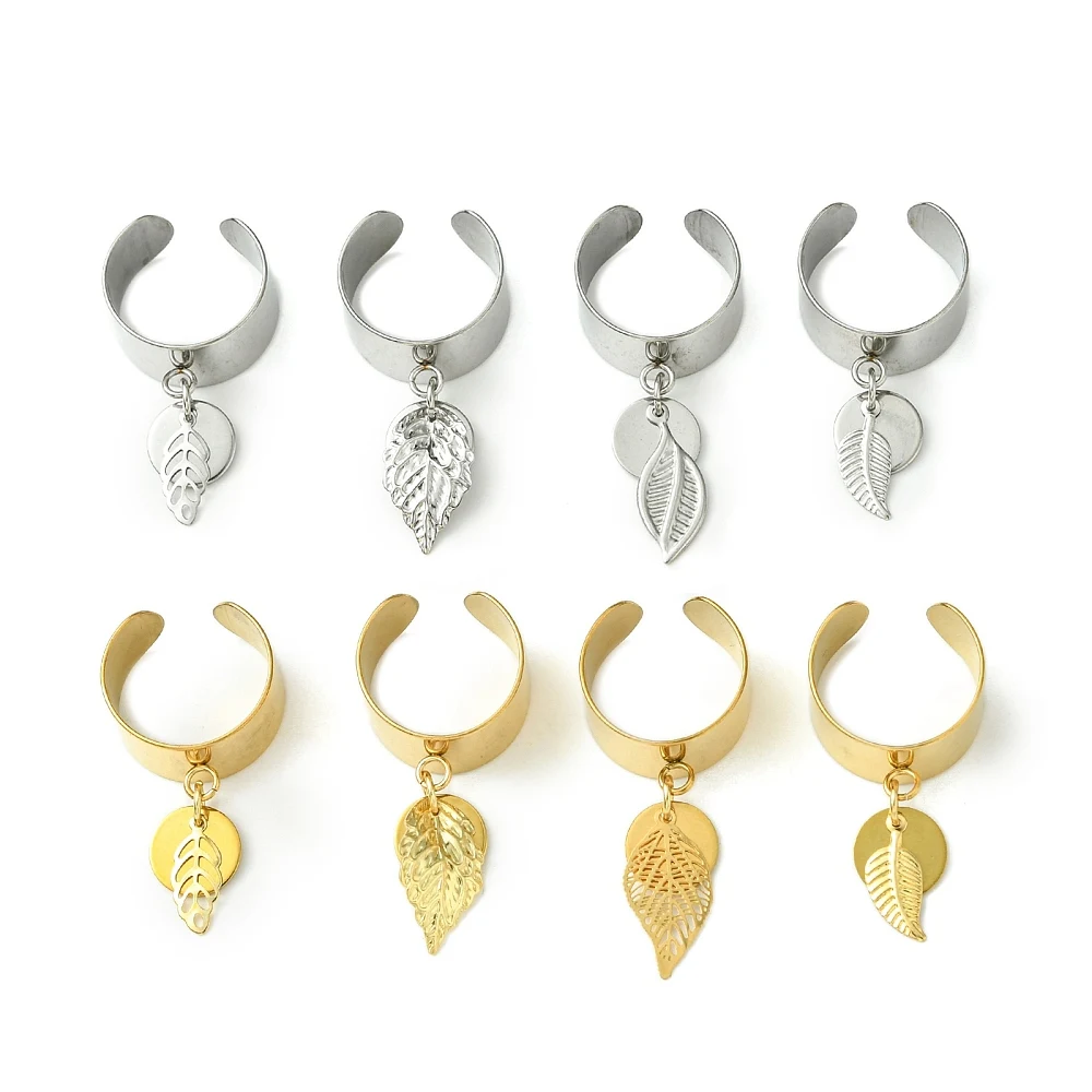 8Pcs 4 Style 304 Stainless Steel Open Cuff Finger Rings with Leaf Charms Golden & Stainless Steel Color Diameter: 17~18mm
8Pcs 4 Style 304 Stainless Steel Open Cuff Finger Rings with Leaf Charms Golden & Stainless Steel Color Diameter: 17~18mm