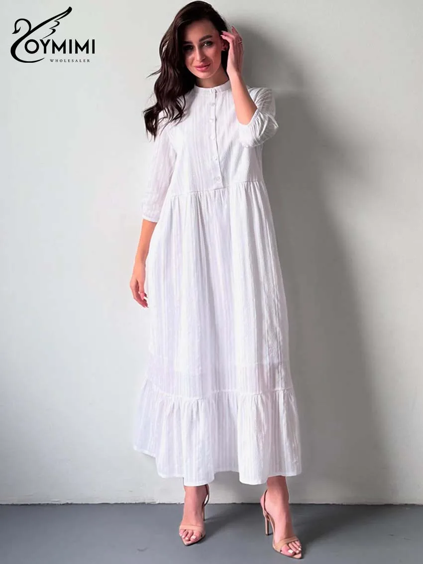 Повседневные белые хлопковые платья Oymimi для женщин, модные платья с круглым вырезом и рукавами три четверти, элегантные свободные платья до щиколотки
Повседневные белые хлопковые платья Oymimi для женщин, модные платья с круглым вырезом и рукавами три четверти, элегантные свободные платья до щиколотки