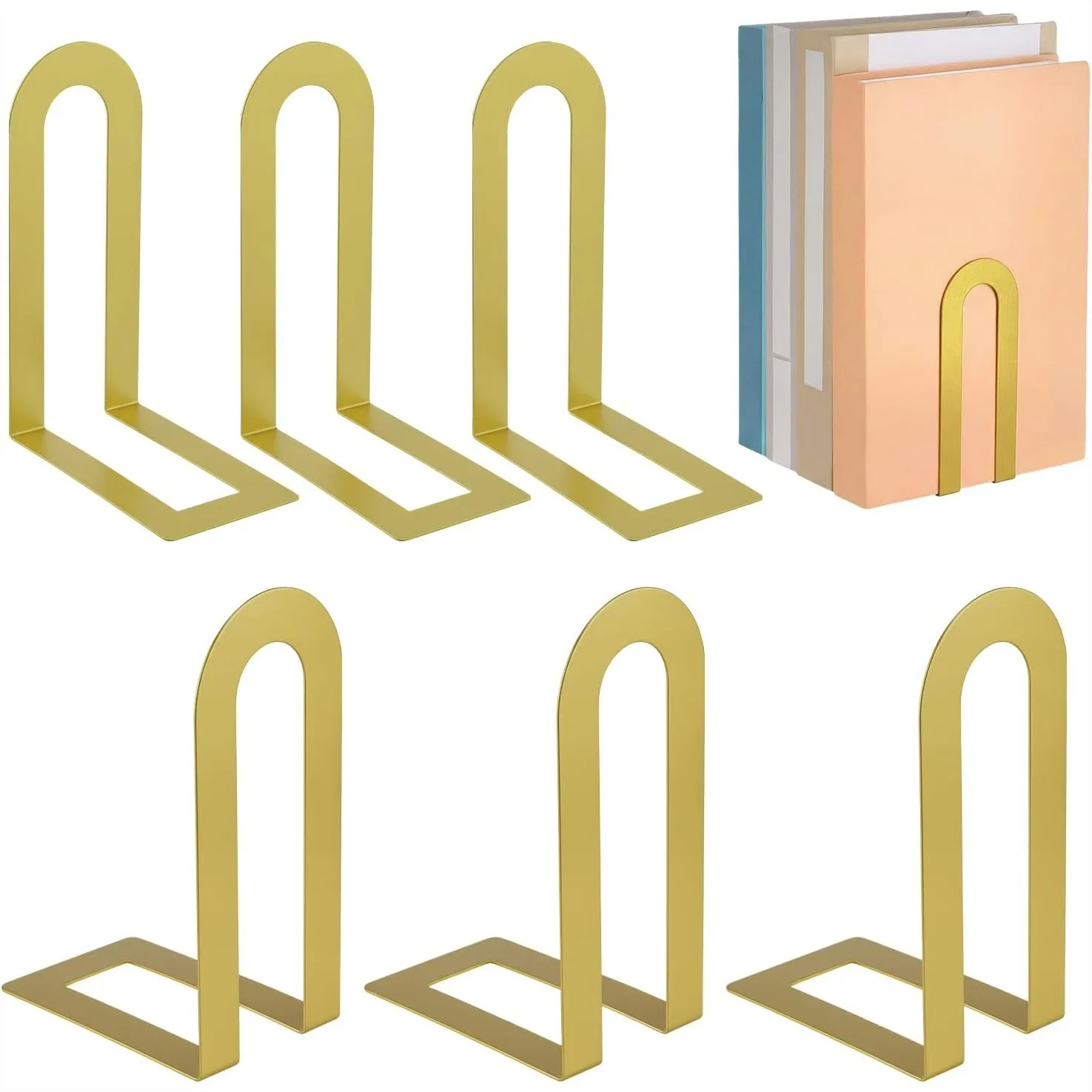 6 Pcs Gold Book Ends for Shelves Decorative Small Modern Metal Bookends Book Shelf Organizer Minimalist Design Stopper for Home
6 Pcs Gold Book Ends for Shelves Decorative Small Modern Metal Bookends Book Shelf Organizer Minimalist Design Stopper for Home