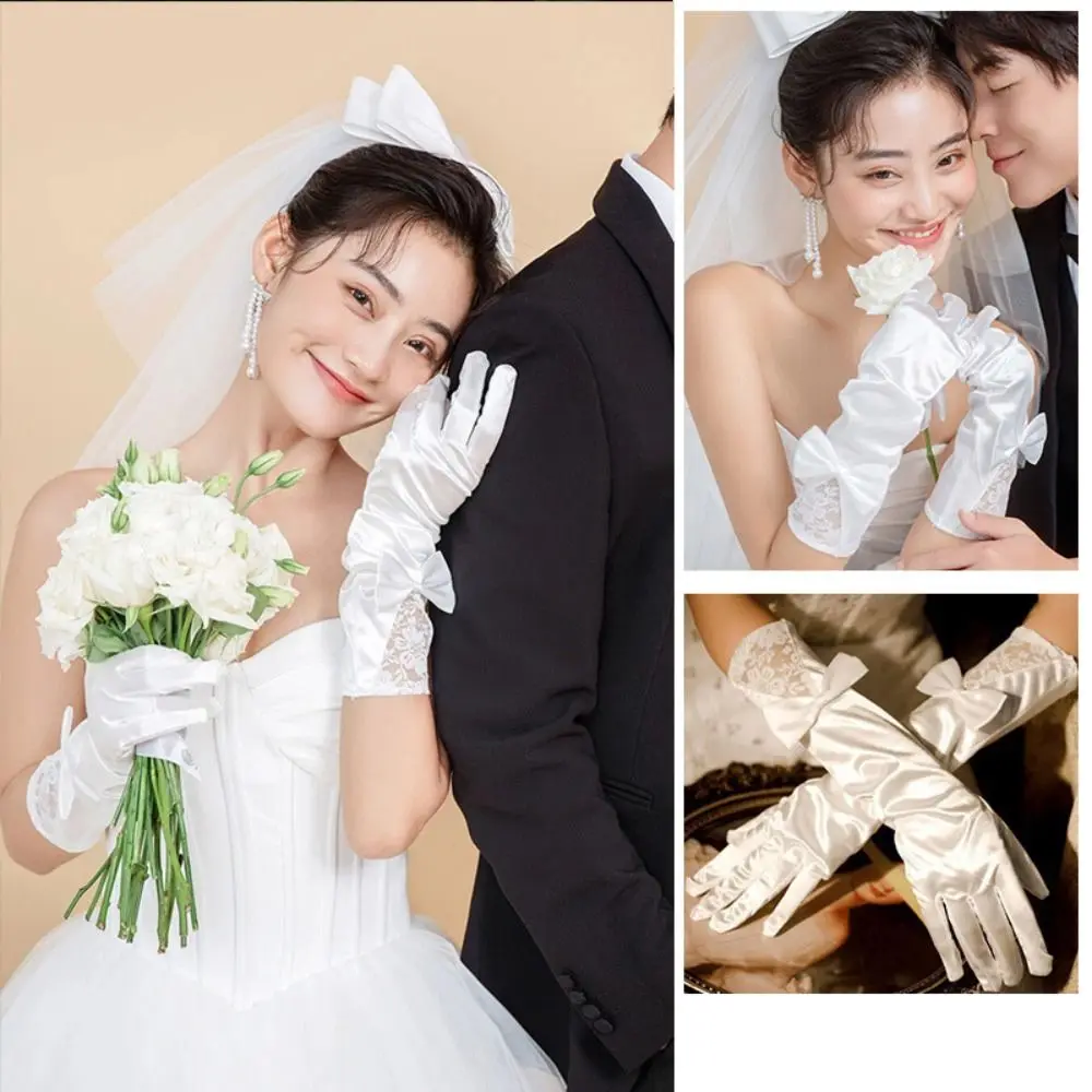 Temperament White Satin Long Gloves Vintage Lace Wedding Bridal Gloves Sweet Elastic Long Finger Mittens Lady
Temperament White Satin Long Gloves Vintage Lace Wedding Bridal Gloves Sweet Elastic Long Finger Mittens Lady