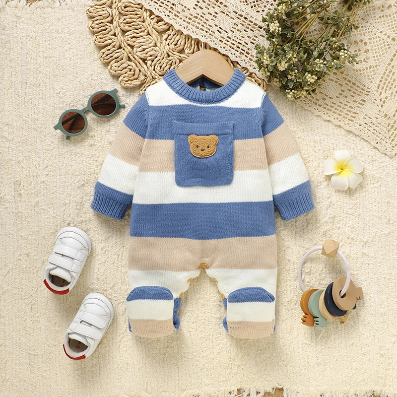 Newborn Baby Rompers Clothes Cartoon Bear Knitting Infant Kids Boys Girls Stripes Jumpsuits One Piece Toddler Playsuits Costumes
Newborn Baby Rompers Clothes Cartoon Bear Knitting Infant Kids Boys Girls Stripes Jumpsuits One Piece Toddler Playsuits Costumes