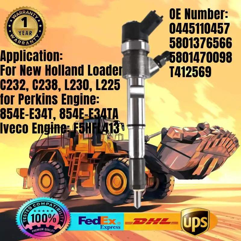 0445110457 5801376566 5801470098 T41256 Fuel Injector for Perkins 854E-E34TA 854F-E34T Iveco F5HFL413 Engine New Holland C232
0445110457 5801376566 5801470098 T41256 Fuel Injector for Perkins 854E-E34TA 854F-E34T Iveco F5HFL413 Engine New Holland C232