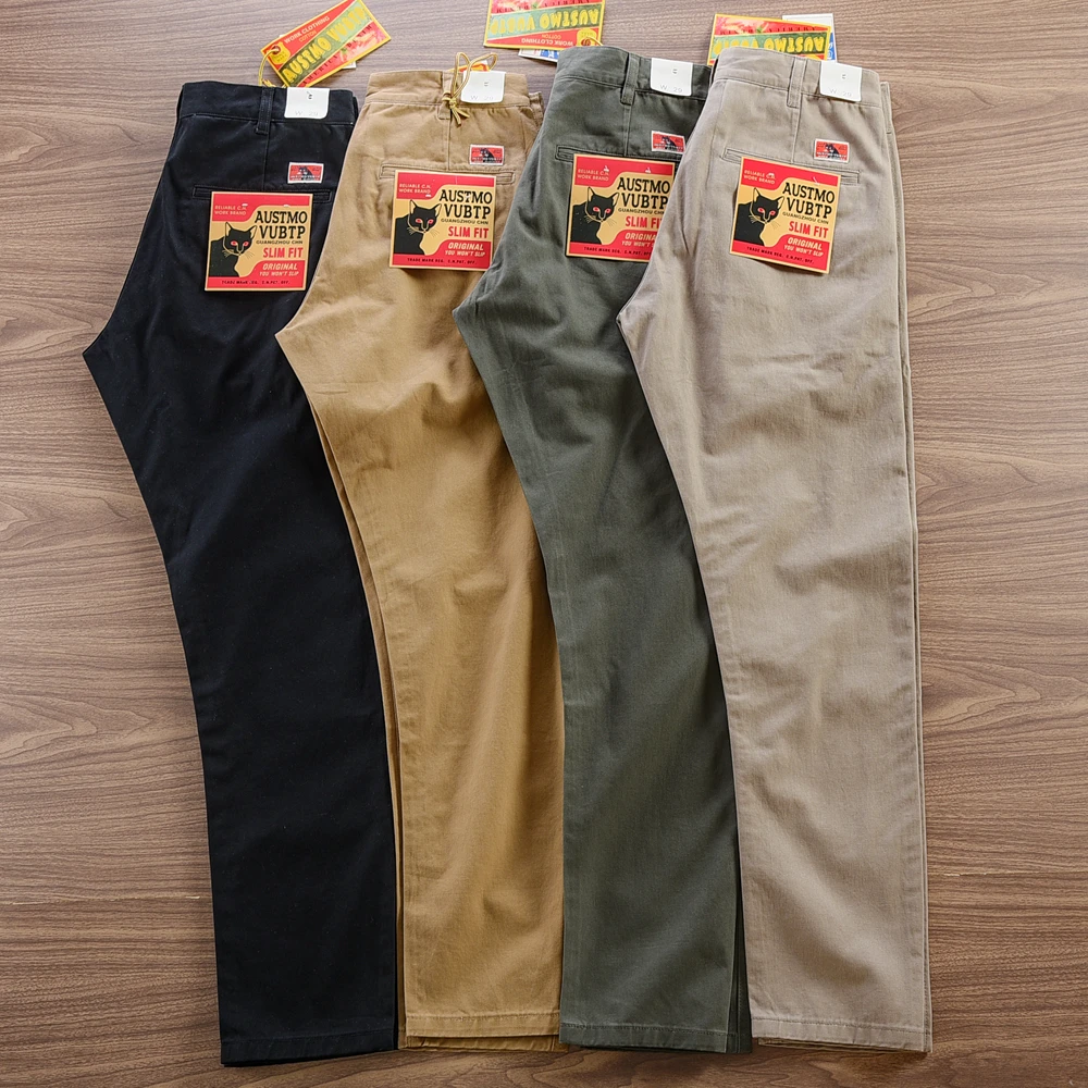 2025 Spring Autumn New American Retro Twill Woven Driving Pants Men's Simple 100% Cotton Washed Chino Straight Casual Trousers 34 Sd55a09303af742fb9806d2e252d9ed4fu