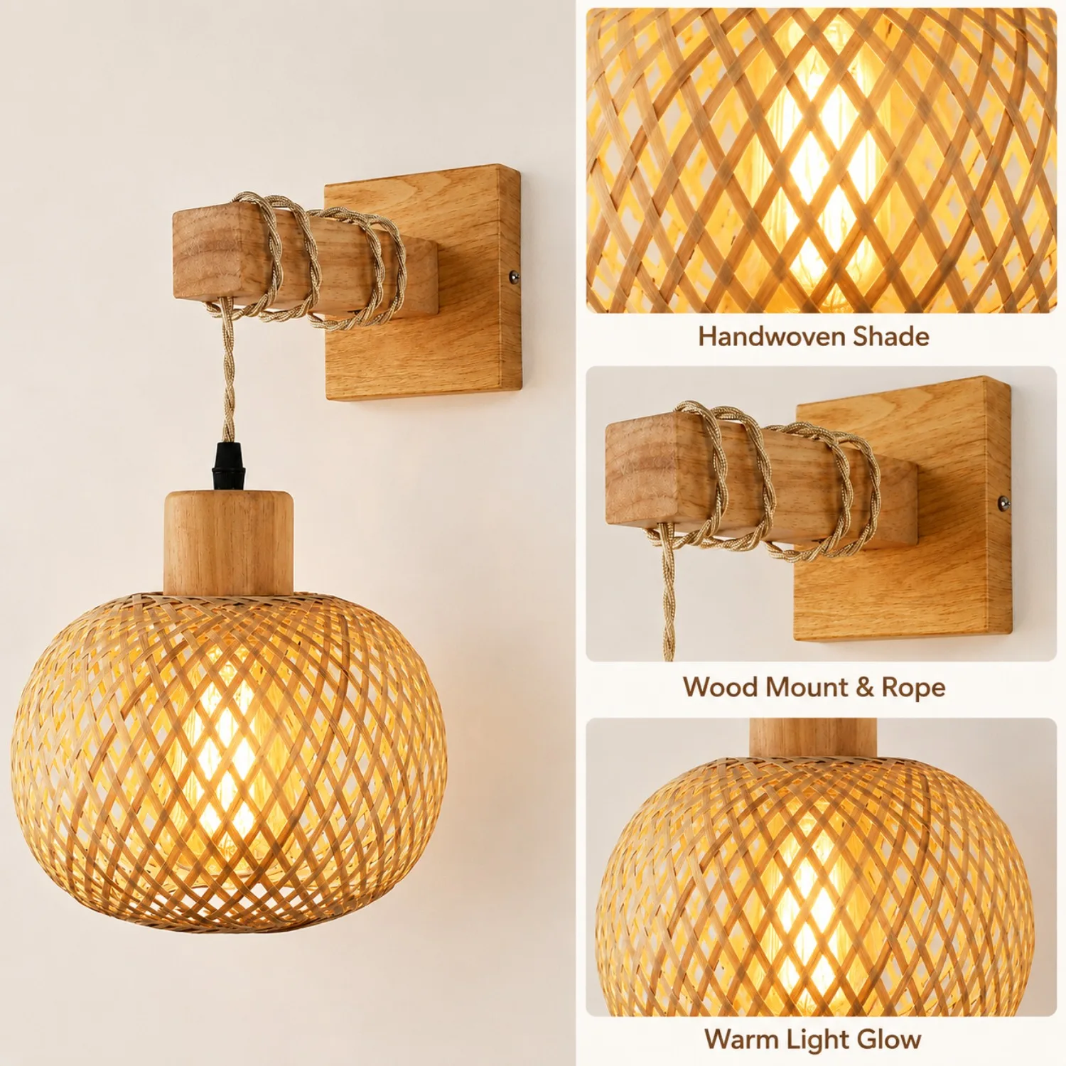 JOYINLED Retro Country Style Wall Light Bamboo Beige Wicker Chandeliers for Living Room Restauranmt Dining Room Island Dia.20cm
JOYINLED Retro Country Style Wall Light Bamboo Beige Wicker Chandeliers for Living Room Restauranmt Dining Room Island Dia.20cm