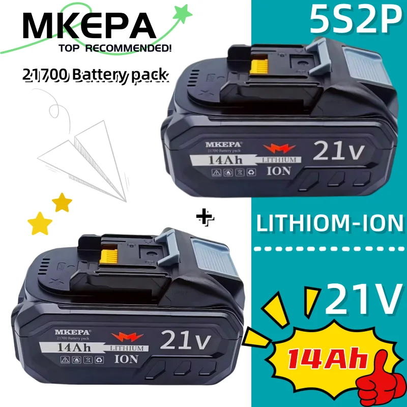 21V 5S2P 14Ah Rechargeable Battery 21700 Lithium ion Battery for lpega Electric Tools BL1860 BL1880 BL18100
21V 5S2P 14Ah Rechargeable Battery 21700 Lithium ion Battery for lpega Electric Tools BL1860 BL1880 BL18100