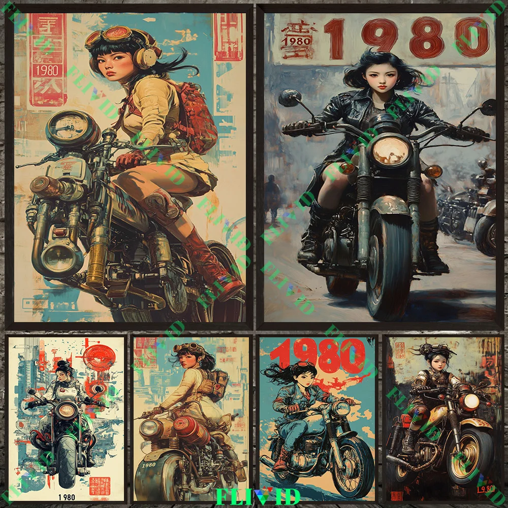 Chinese 1980s Retro Motorcycle Girl Wall Art Canvas Painting,Vintage Poster And Print For Gift Home Decor Unframed
Chinese 1980s Retro Motorcycle Girl Wall Art Canvas Painting,Vintage Poster And Print For Gift Home Decor Unframed
