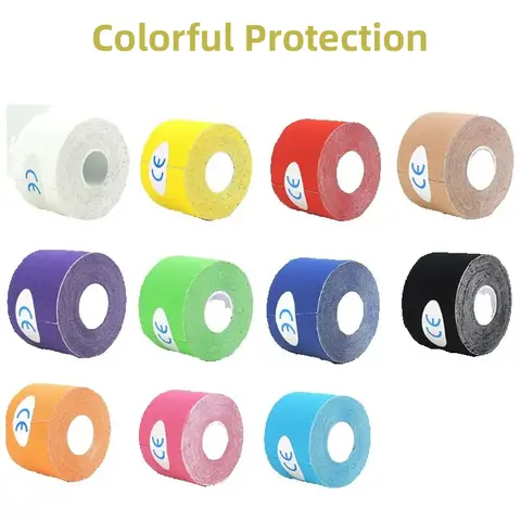 5 roll Kinesiology Sports Tape Athletic Strapping Gym Tennis Fitness Running Bandage Knee Muscle Pain Relief Knee Pads Care