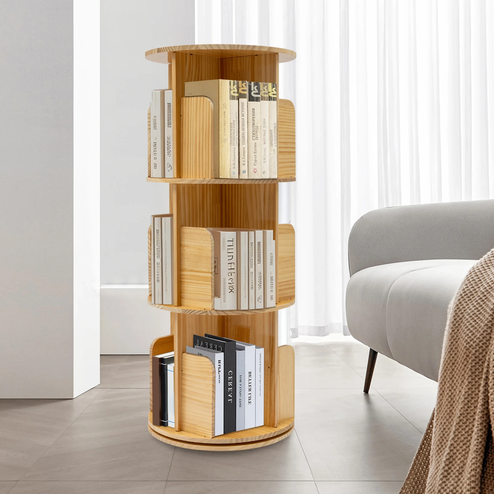 Wood Rotating Bookshelf 360 Display 3 Tier Floor Standing Bookcase Storage Rack for Kids&Adult,Living Room Study Room
Wood Rotating Bookshelf 360 Display 3 Tier Floor Standing Bookcase Storage Rack for Kids&Adult,Living Room Study Room