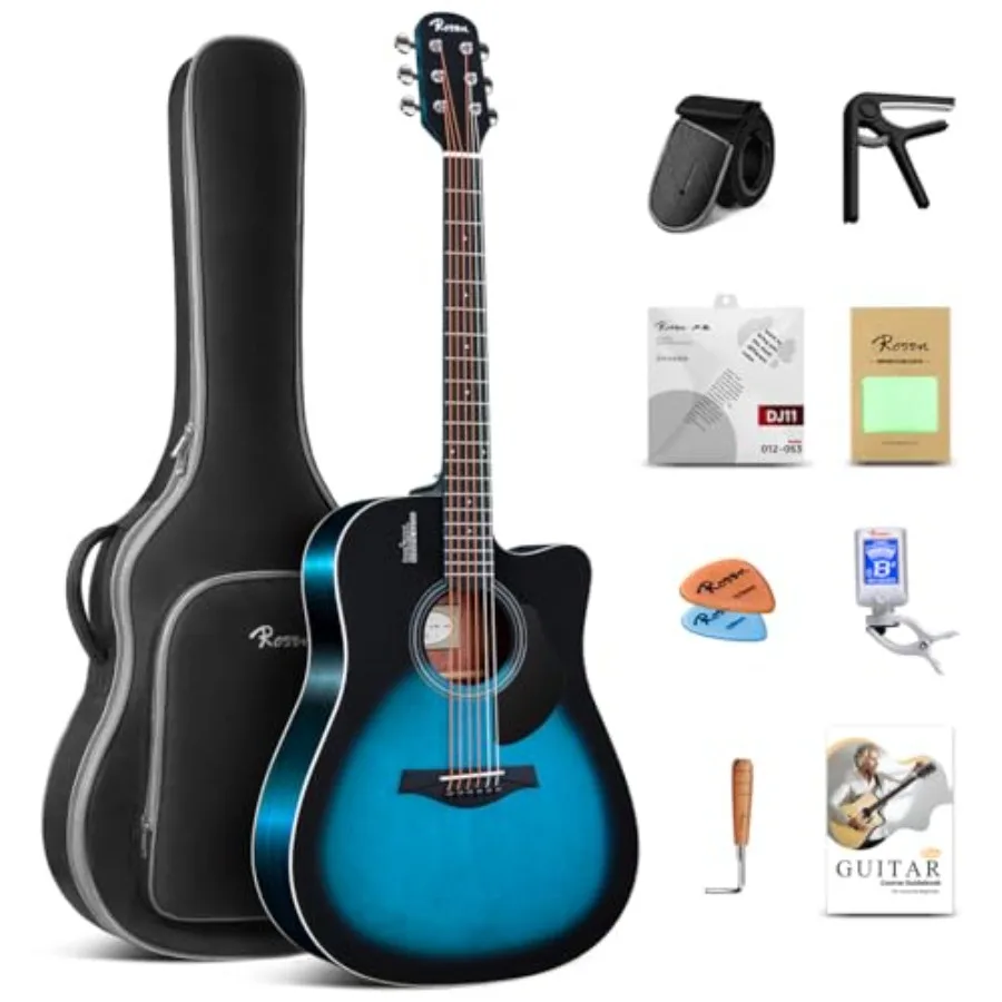 Beginner acoustic guitar bundle: solid spruce top dreadnought, natural finish, includes book, padded bag, strings, picks, hex w
Beginner acoustic guitar bundle: solid spruce top dreadnought, natural finish, includes book, padded bag, strings, picks, hex w
