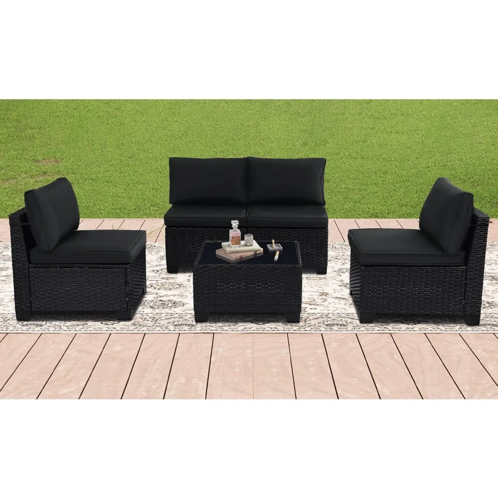 5 Pieces Patio Furniture Sets, Outdoor Furniture Patio Conversation Set, All Weather PE Rattan Sectional Sofa with Cushions and
5 Pieces Patio Furniture Sets, Outdoor Furniture Patio Conversation Set, All Weather PE Rattan Sectional Sofa with Cushions and