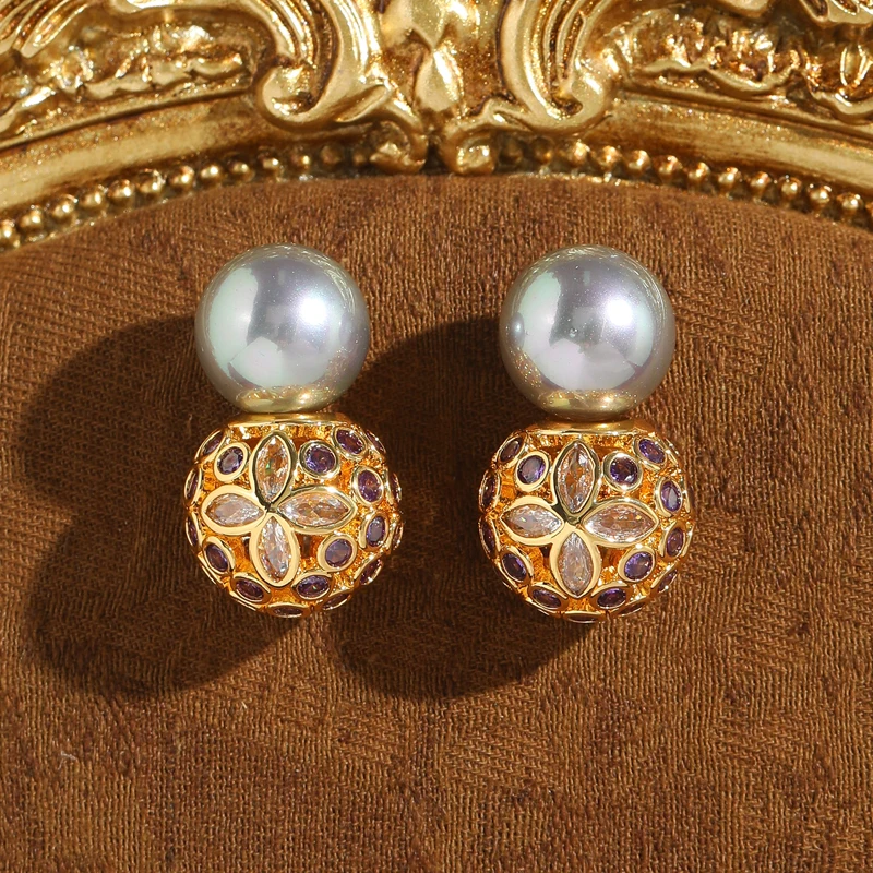 Vintage Large Grey Pearl Drop Earrings Luxury Gold Color Ball Pendant Colorful Rhinestone Jewelry Charms For Women Daily Gifts
Vintage Large Grey Pearl Drop Earrings Luxury Gold Color Ball Pendant Colorful Rhinestone Jewelry Charms For Women Daily Gifts