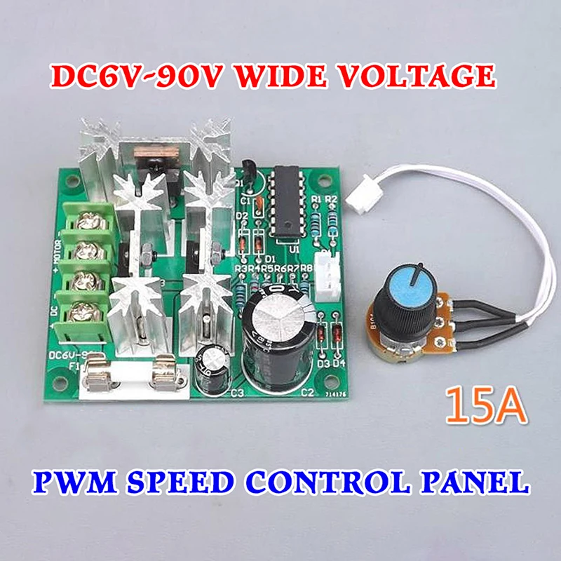 DC 6V-90V 15A DC Motor Speed Controller DC 6V 12V 24V 36V 48V 72V 90V High Power PWM Stepless Speed Control Board
DC 6V-90V 15A DC Motor Speed Controller DC 6V 12V 24V 36V 48V 72V 90V High Power PWM Stepless Speed Control Board