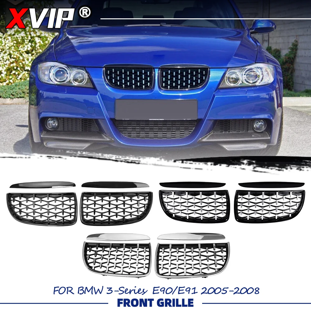 Решетка радиатора XVIP Chrome Silver в стиле Diamond для BMW 3-й серии E90 E91 2005-2008, черная, замена передней решетки автомобиля
Решетка радиатора XVIP Chrome Silver в стиле Diamond для BMW 3-й серии E90 E91 2005-2008, черная, замена передней решетки автомобиля