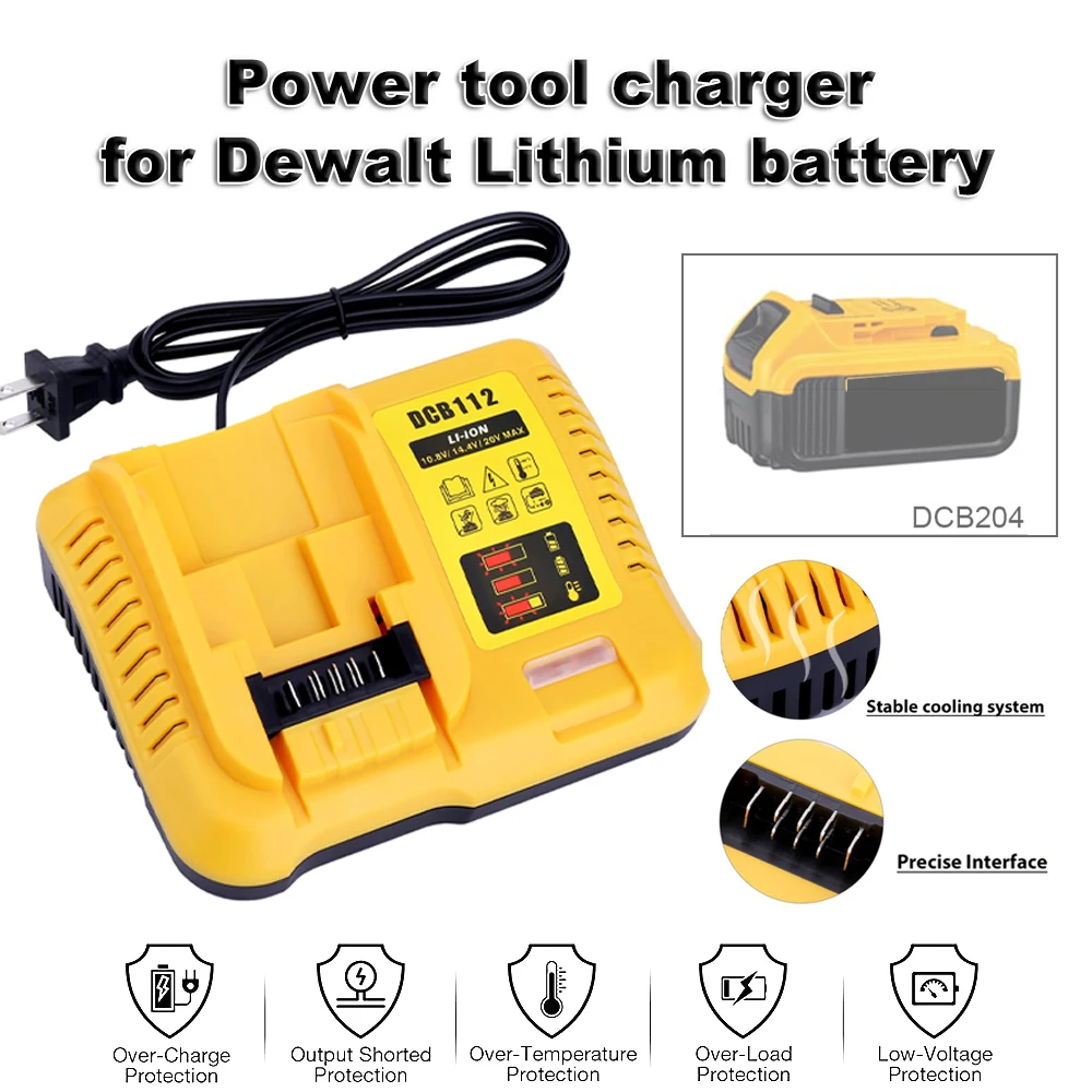 DCB112 Battery Charger Replacement for Dewalt 10.8V 14.4V 18V Lithium-Ion Battery DCB201 DCB200 DCB612 DCB609-2 DCB609 and More
DCB112 Battery Charger Replacement for Dewalt 10.8V 14.4V 18V Lithium-Ion Battery DCB201 DCB200 DCB612 DCB609-2 DCB609 and More