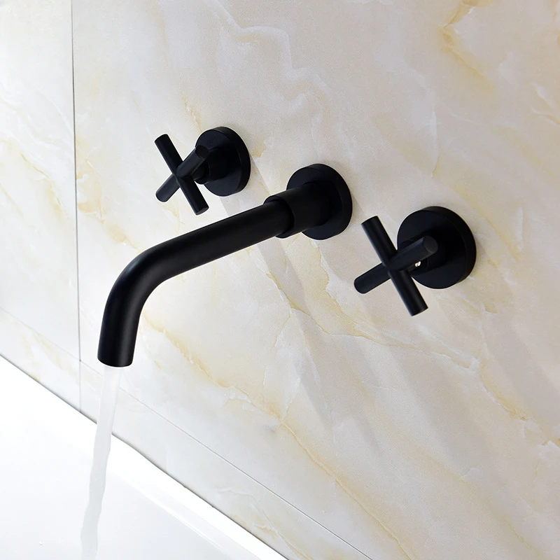 Copper double handle black into the wall type basin faucet concealed hot and cold faucet bathroom washbasin faucet
Copper double handle black into the wall type basin faucet concealed hot and cold faucet bathroom washbasin faucet