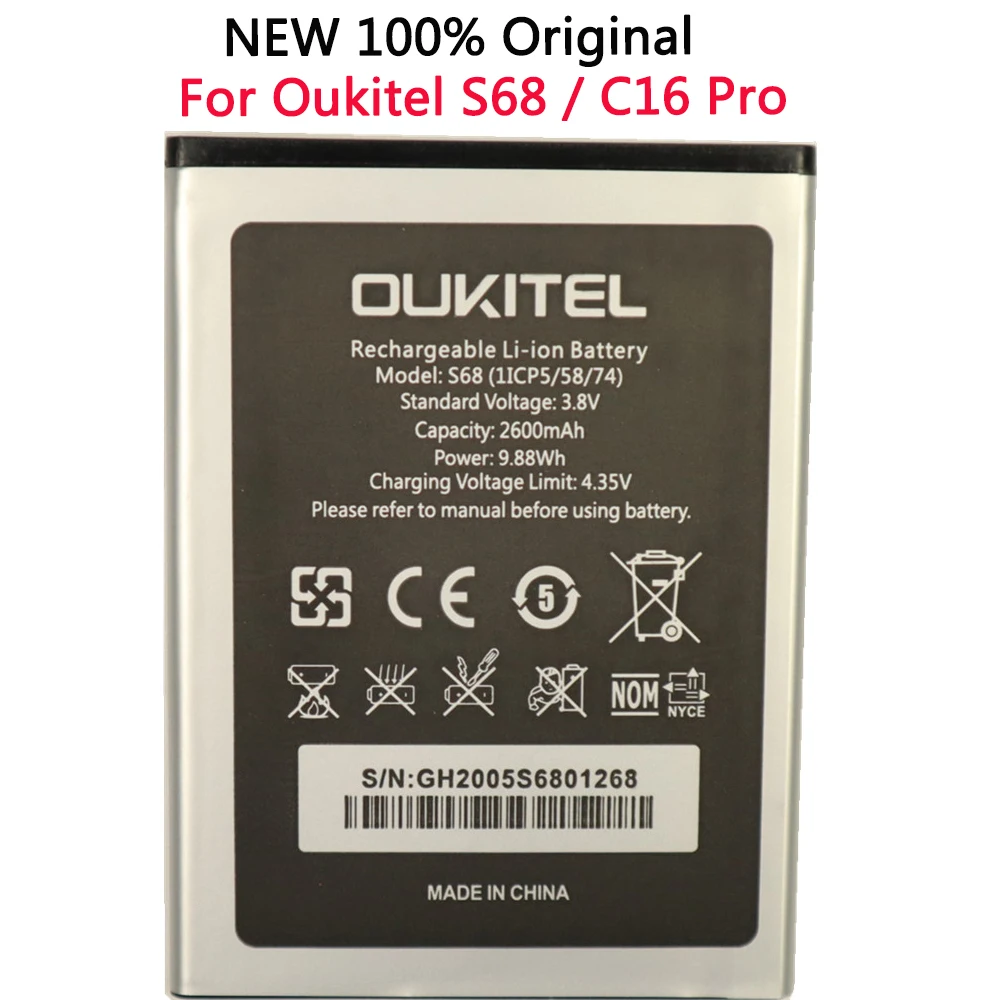 2600 мАч новый высококачественный аккумулятор для OUKITEL S68 / C16 Pro мобильный телефон Замена + номер отслеживания
2600 мАч новый высококачественный аккумулятор для OUKITEL S68 / C16 Pro мобильный телефон Замена + номер отслеживания