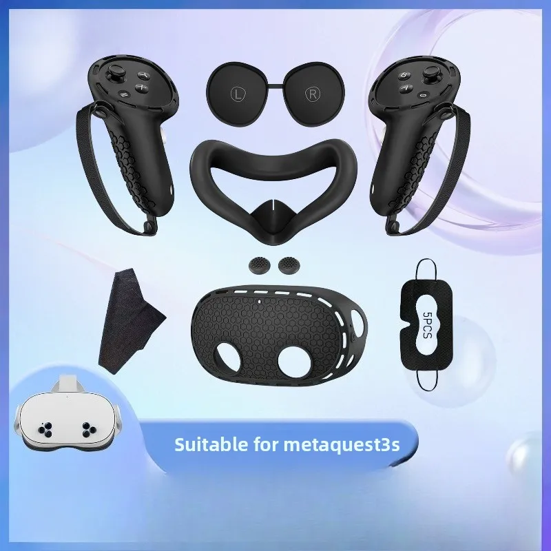 Suitable for Meta Quest3s seven-piece set Silicone set Handle set Main cover Blackout mask VR accessories
Suitable for Meta Quest3s seven-piece set Silicone set Handle set Main cover Blackout mask VR accessories