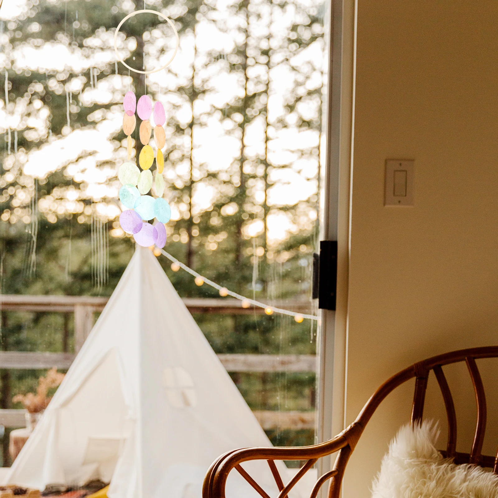 Wooden Shell Wind Chimes Natural Decor Outdoor Garden Hanging Home Decoration Colorful Crystal Bells Versatile High Quality
Wooden Shell Wind Chimes Natural Decor Outdoor Garden Hanging Home Decoration Colorful Crystal Bells Versatile High Quality