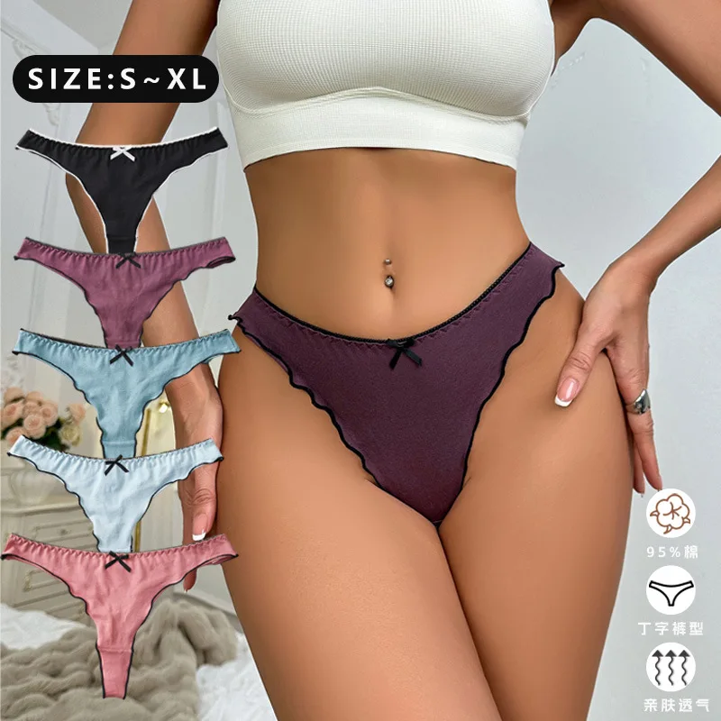 cotton women's thong solid color fungus curled edge cute bow sexy women's underwear knitted comfortable breathable
cotton women's thong solid color fungus curled edge cute bow sexy women's underwear knitted comfortable breathable