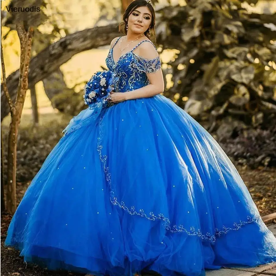 Blue Quinceanera Dresses Spaghetti Straps V-Neck Crystal Sequins Beads Lace-Up Princess Party Prom Ball Gown Sweet 15 Dress
Blue Quinceanera Dresses Spaghetti Straps V-Neck Crystal Sequins Beads Lace-Up Princess Party Prom Ball Gown Sweet 15 Dress