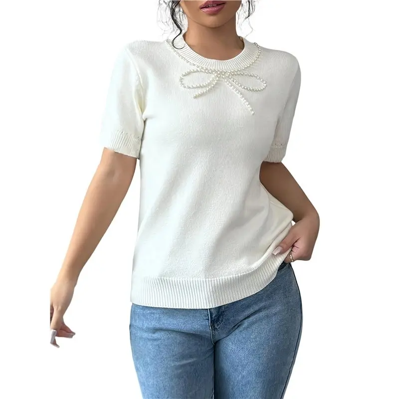 Женский свитер с коротким рукавом и вязкой косичкой, топ с круглым вырезом, весенне-летняя рубашка
Женский свитер с коротким рукавом и вязкой косичкой, топ с круглым вырезом, весенне-летняя рубашка