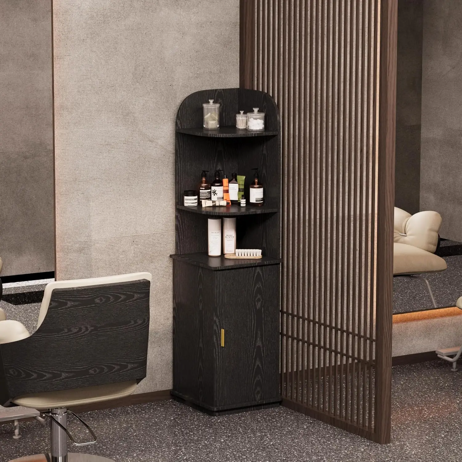 Corner Salon Station Storage Cabinet with Drawer for Hair Stylist Barber Spa Bathroom, Custom
Corner Salon Station Storage Cabinet with Drawer for Hair Stylist Barber Spa Bathroom, Custom