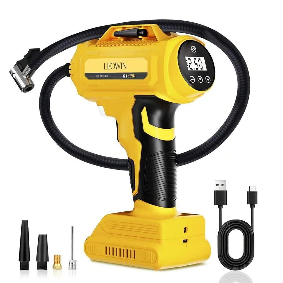 Tire Inflator Portable Air Compressor With Auto-Shutoff, Handheld Air Pump, 150 PSI Cordless Car Tires Pump With Digital Pressu
Tire Inflator Portable Air Compressor With Auto-Shutoff, Handheld Air Pump, 150 PSI Cordless Car Tires Pump With Digital Pressu